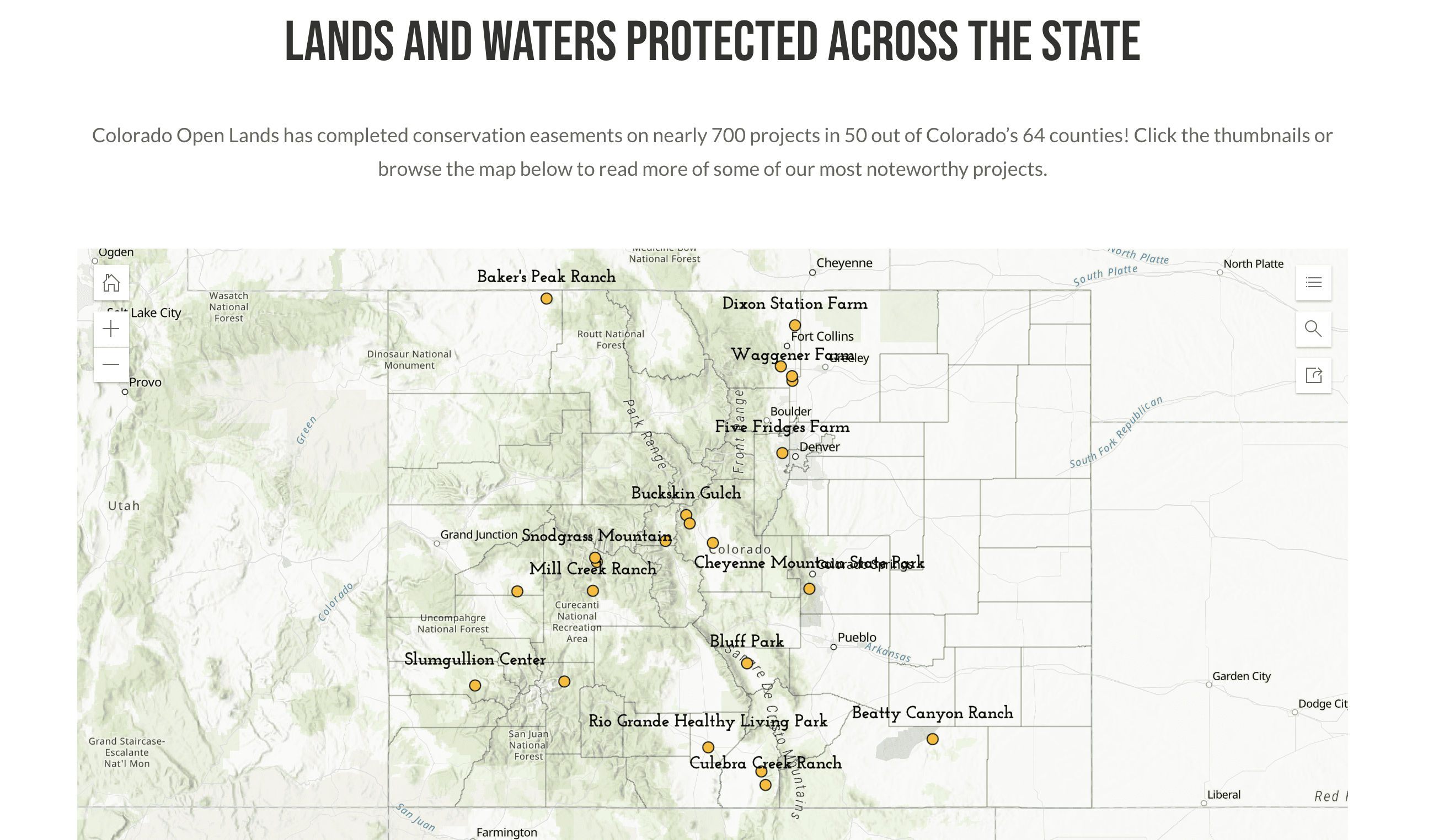 Colorado Open lands map