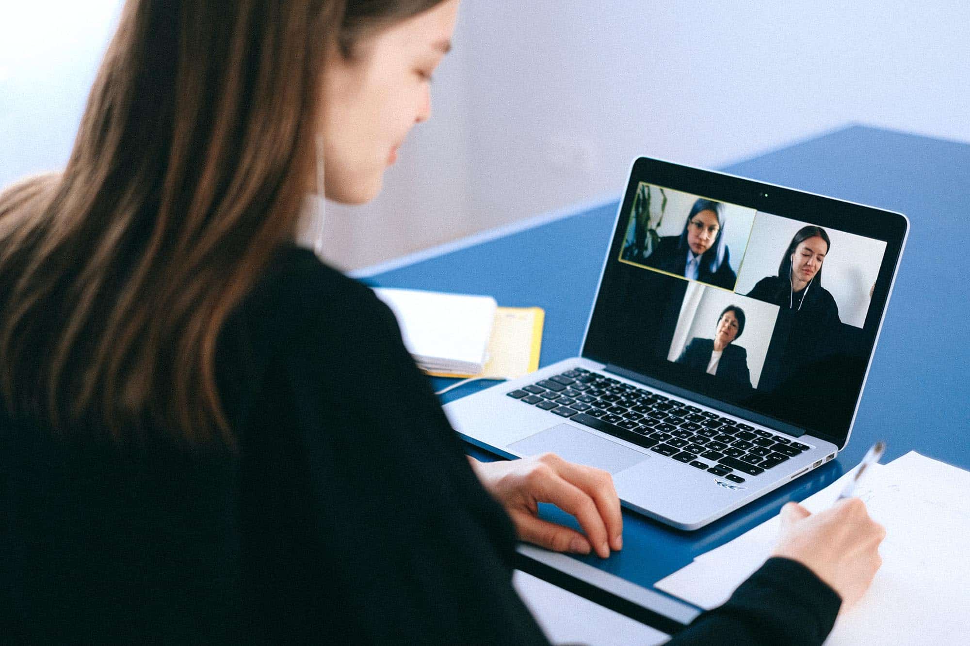 Woman on an online meeting