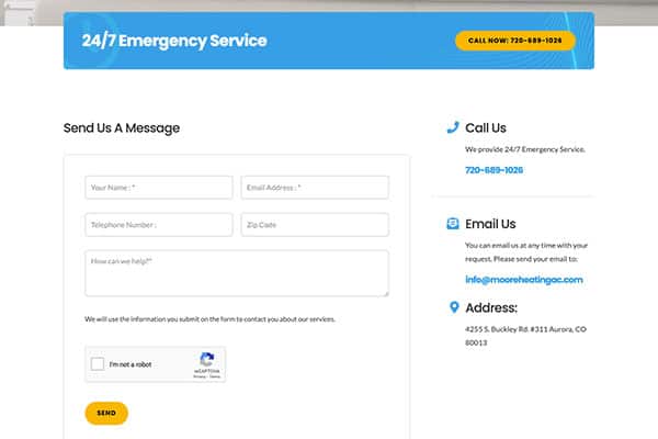 Moore Heating and AC contact form